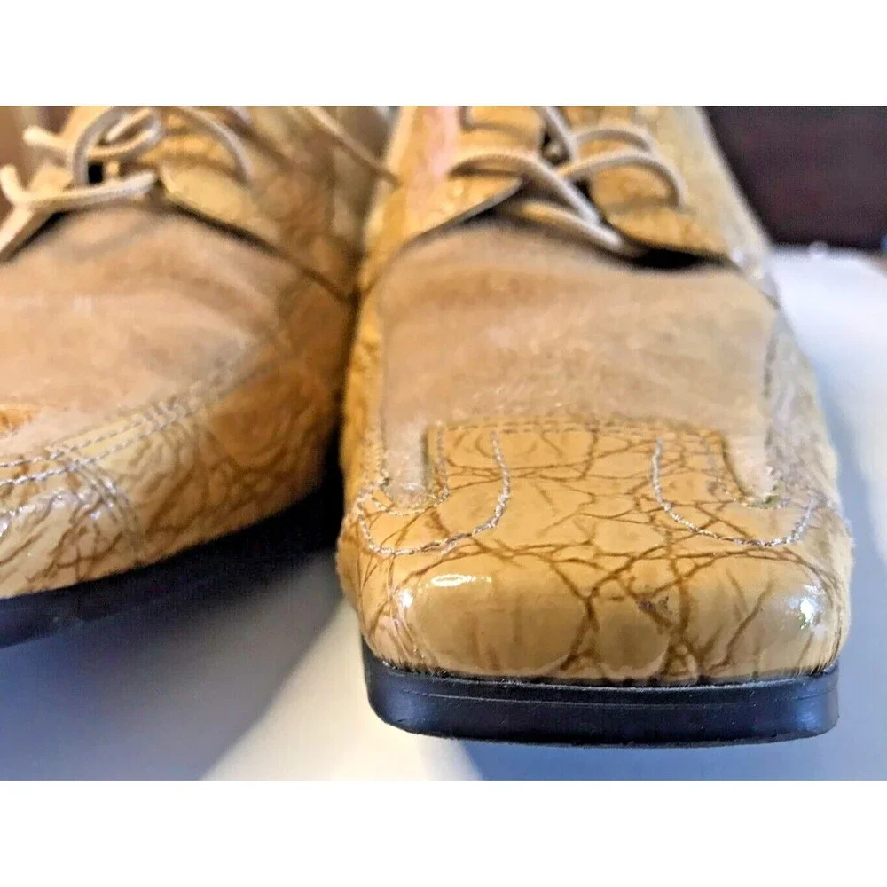 Hugo Vitelli Men's Dress Shoes Faux Fur Snakeskin Size 10.5 Tan